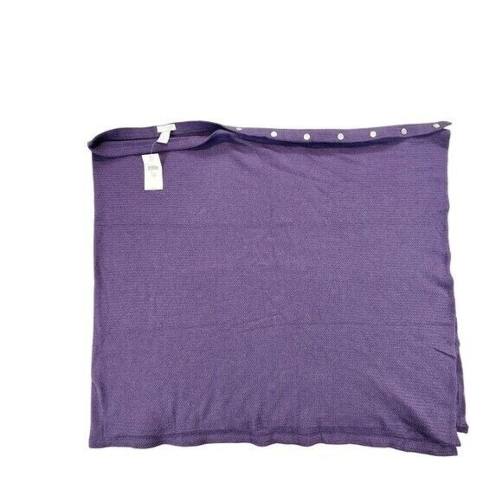 J. Jill NEW Side Shoulder Button Shawl Cardigan‎ Shrug Sweater Grape Purple OS